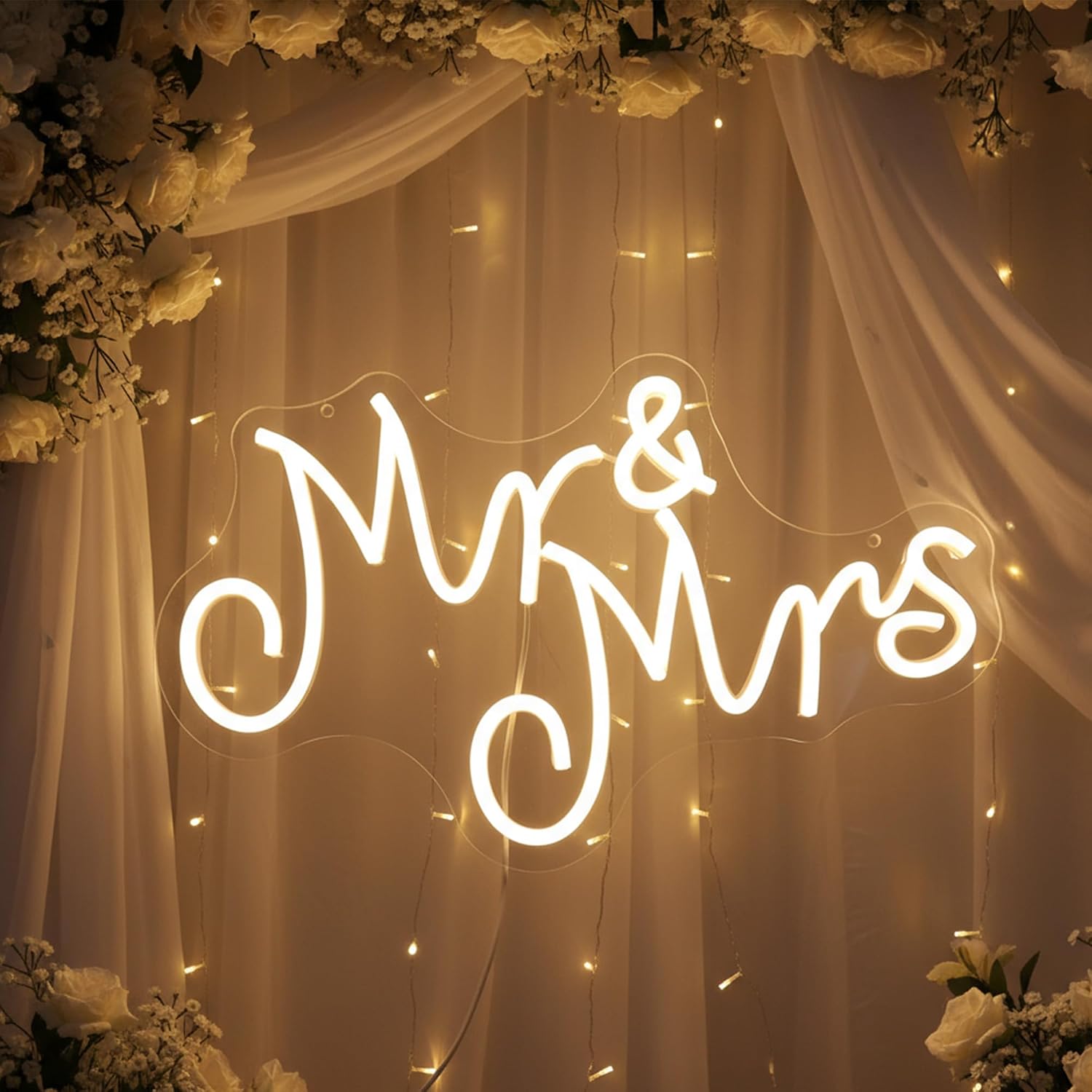 Outdoor Power For Wedding - Mr & Mrs LED Neon Sign