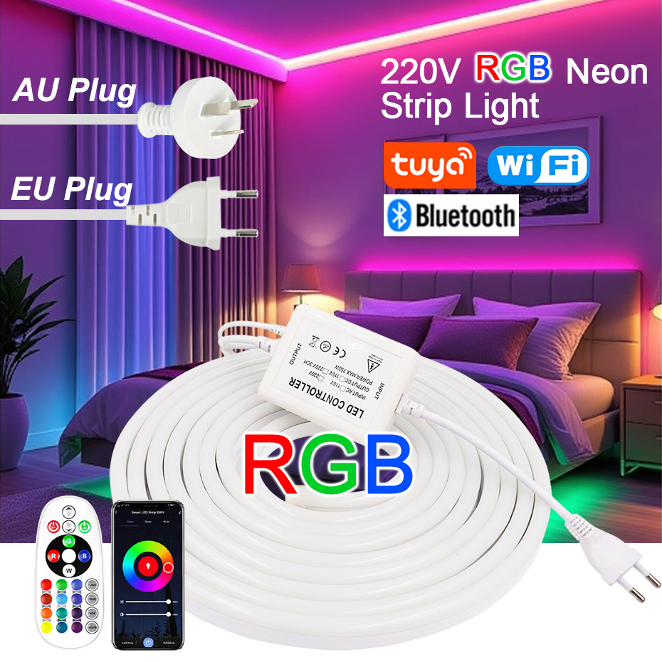 220V RGB LED Neon Strip with E - огляд і ціна Outdoor Power Strip Weatherproof