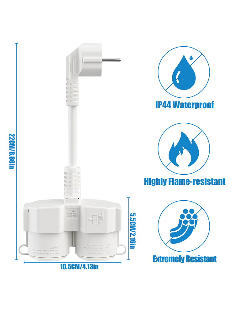 EU Extension Cable with 2 Schu - огляд і ціна Outdoor Power Socket Cover