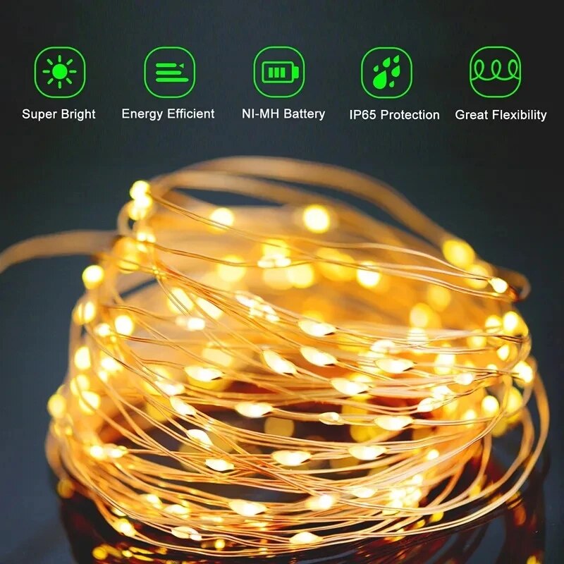 100 LED Solar Fairy Waterproof - огляд і ціна Outdoor Power For Wedding